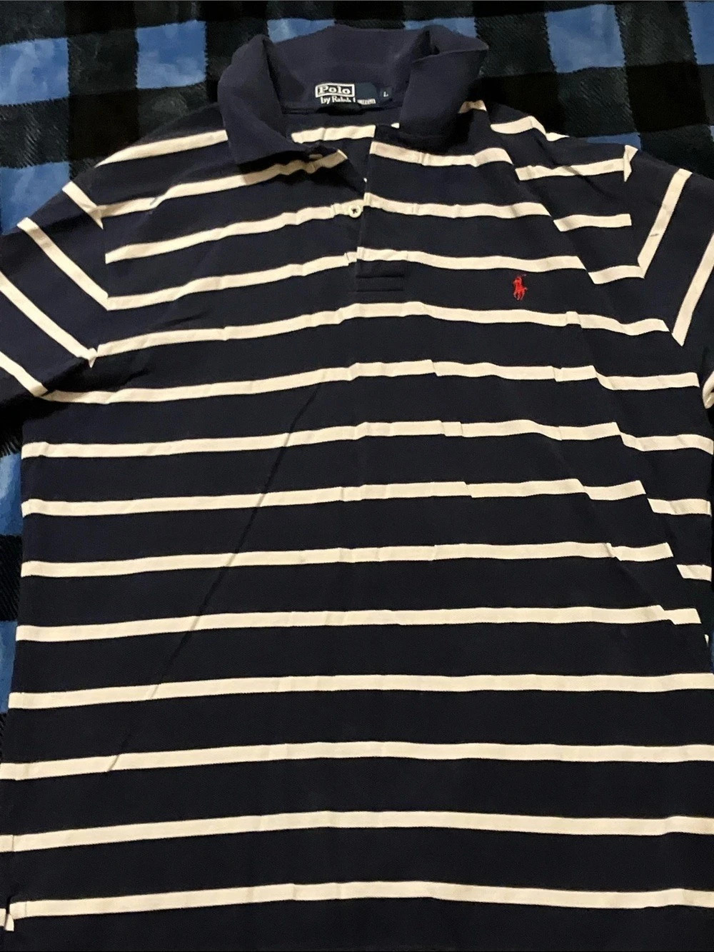 Polo Ralph Lauren Classic Fit Striped Mesh I’m Polo Shirt Large